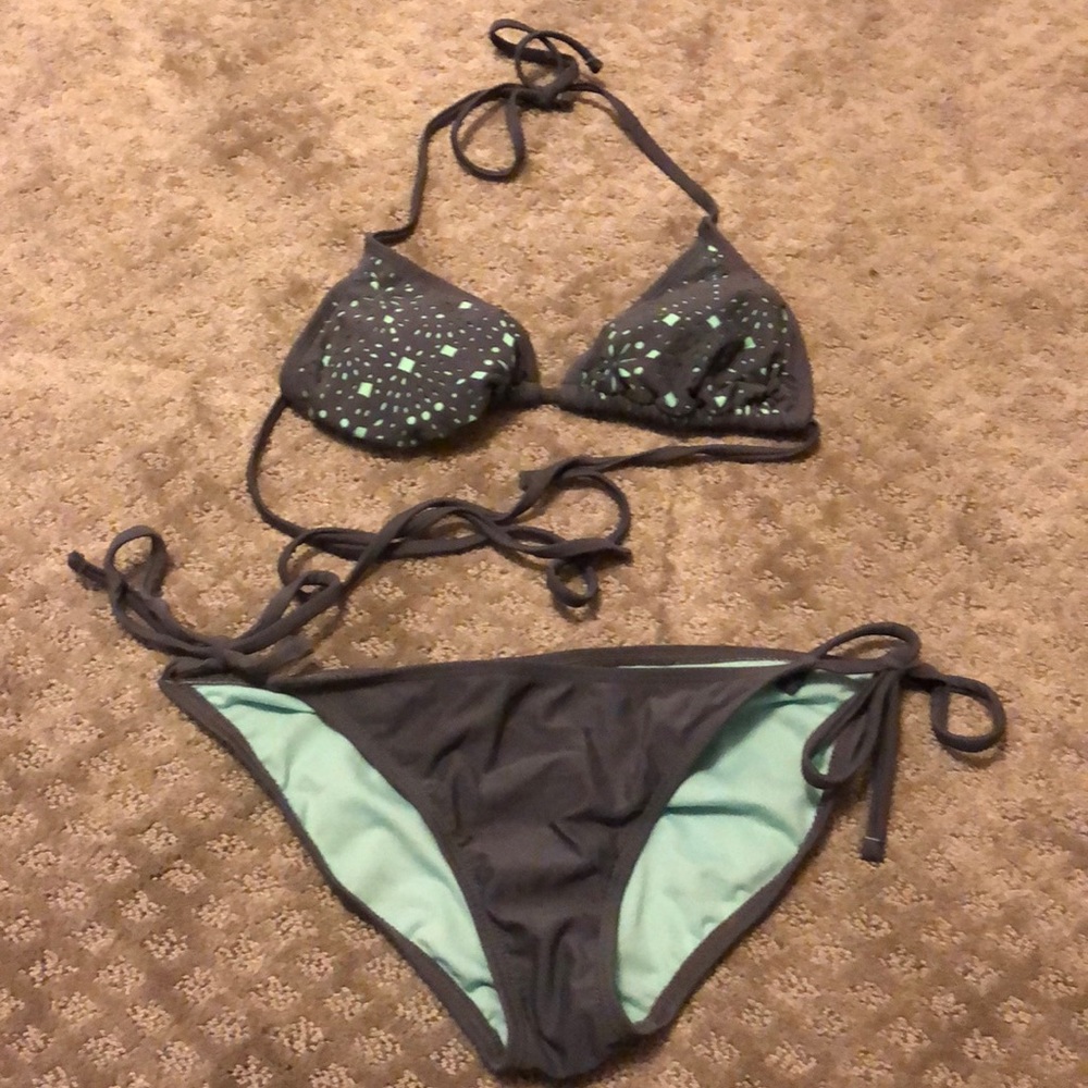 Grey and Seafoam colored bathing suit